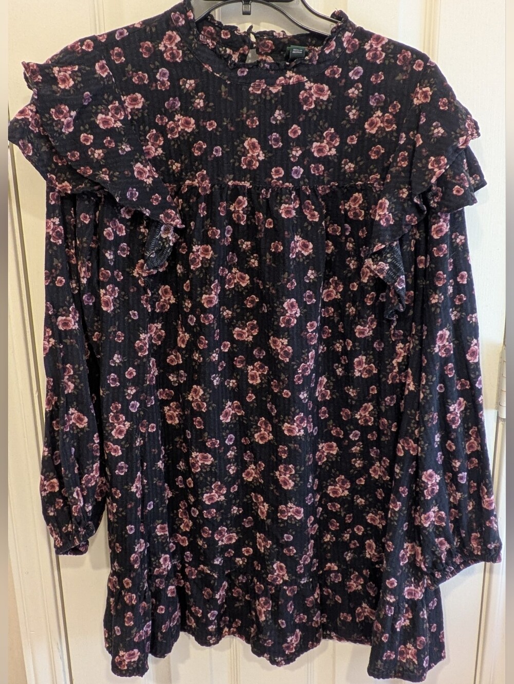 wild fable Black Floral Ruffled Blouse